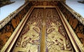 Native Thai style pattern on door temple Royalty Free Stock Photo