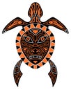 Native totem turtle. Tribal ethnic animal drawing, drawn totem beast symbols, indigenous tattoo mythology brute