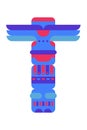 Native traditional totem pole vector illustration