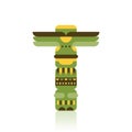 Native traditional totem pole vector illustration