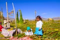 Natives at the Uros islands in Peru