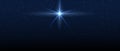Nativity of Bethlehem, Nativity of Jesus Christ. Christmas star. Background of the beautiful dark blue starry sky and bright star