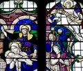 The Nativity: the birth of Jesus Christ in stained glass Royalty Free Stock Photo