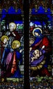 Nativity ( the birth of Jesus) in stained glass Royalty Free Stock Photo