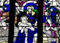 The Nativity (birth of Jesus) in stained glass