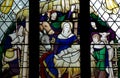 The Nativity (birth of Jesus) in stained glass Royalty Free Stock Photo