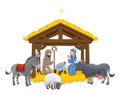 Nativity Christmas Scene Cartoon Royalty Free Stock Photo