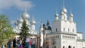 The Nativity Church in the Rostov Kremlin timelapse, Rostov the Great, Russia Royalty Free Stock Photo