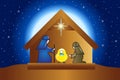 Nativity family scene stars night vector image Royalty Free Stock Photo