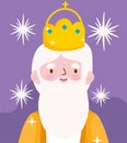 Nativity, manger cute melchior wise king cartoon