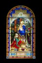 Nativity Scene, Adoration of the Magi, stained glass window Church of Sainte-Famille Cap-Sante, Quebec