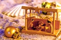 Nativity scene on a beach Royalty Free Stock Photo