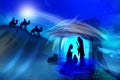 Nativity Scene. Birth of Jesus Christ in Bethelehem with Mary and Joseph. Royalty Free Stock Photo