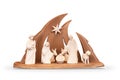 Nativity. Scene from ceramic or wooden figurines of the Nativity. Christmas composition. Royalty Free Stock Photo