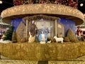 Nativity scene - Christ Born, Mary and Joseph. Street decoration on the eve of Christmas. The scene of the birth of Jesus with Royalty Free Stock Photo