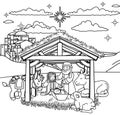 Nativity Scene Christmas Cartoon Royalty Free Stock Photo