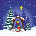 Nativity scene. Christmas. Mary, Joseph and small Jesus. Royalty Free Stock Photo
