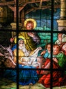 Nativity Scene at Christmas - Stained Glass window