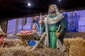 Nativity scene at christmas tradition market Royalty Free Stock Photo