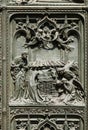 Nativity Scene, detail of the main bronze door of the Milan Cathedral Royalty Free Stock Photo