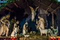 Nativity Scene Displayed in a Catholic Church During Christmas Season. Representation of Birth of Baby Jesus