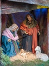 Nativity Scene with Figures - Baby Jesus, Mary, Joseph Royalty Free Stock Photo