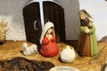 nativity scene with the holy family with a ceramic sheep Royalty Free Stock Photo