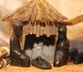 Nativity scene with Holy Family in a manger in Africa Royalty Free Stock Photo