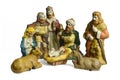 Nativity scene with holy family and three kings isolated on white Royalty Free Stock Photo
