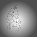 Nativity scene with Holy Family vector illustration doodle sketch hand drawn with black lines isolated on gradient gray background Royalty Free Stock Photo