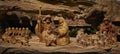 A nativity scene made of wooden figures Royalty Free Stock Photo