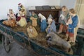 Nativity scene in old hay wagon Royalty Free Stock Photo