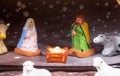 Nativity scene with provencal Christmas crib figures