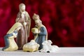 Nativity Scene on Red Background with Copy Space Royalty Free Stock Photo