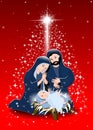 Nativity scene with the shining star in the sky Royalty Free Stock Photo