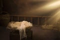 Empty crib in nativity manger Royalty Free Stock Photo