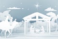 Nativity Scene With Three Wise Men Royalty Free Stock Photo