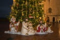 Nativity scene under the christmas tree of Gubbio, Umbria