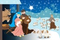 Jesus` Christmas with holy family and shepherd Royalty Free Stock Photo