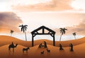 Nativity scene vector in desert Royalty Free Stock Photo