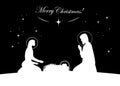 Nativity scene vector. White on black