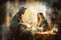 Nativity scene vertep, religious concept, Star of Bethlehem. Birth of the Son of God, Jesus Christ, the Virgin Mary Royalty Free Stock Photo