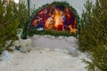 Nativity scene, Virgin Maria, St. Josef, Jesus Bethlehem figures in the The Kazan-Bogoroditsky man`s monastery Royalty Free Stock Photo