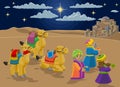 Nativity Scene Wise Men Christmas Cartoon Royalty Free Stock Photo