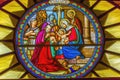 Nativity Stained Glass Saint Catherine Church Bethlehem Palestine Royalty Free Stock Photo