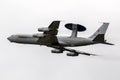 NATO Boeing E-3 Sentry AWACS radar plane taking off from Eindhoven Airbase. The Netherlands - July 3, 2020