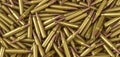 Nato machine gun ammunition cartridges lying on a pile