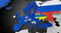 NATO member countries in Europe, Ukraine, Russia and Belarus