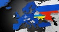 NATO member countries in Europe, Ukraine and Russia - map and flags