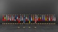 NATO Member countries flags, Flags of NATO members, NATO summit, with Finlandia, Georgia, Switzerland, Ukraine, 3D work and 3D